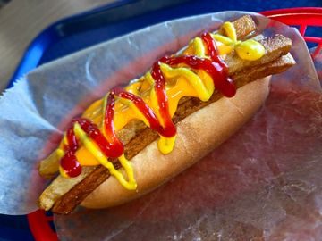 Cheezy Fries Dog at Hot Dog Diner & Burger Company in Parma, Ohio