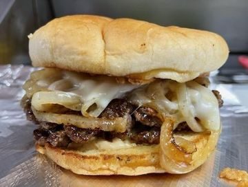 French Onion Burger at Hot Dog Diner & Burger Company in Parma, Ohio
