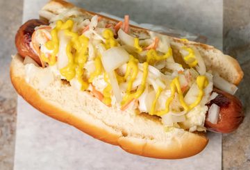 Slaw Dog at Hot Dog Diner & Burger Company in Parma, Ohio